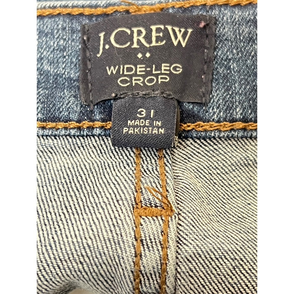 J.Crew Wide-Leg Crop Jeans Women's 31 Blue Denim High Rise Pants Cotton Stretch - Picture 4 of 10